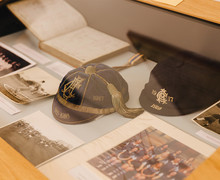 Display of sporting memorabilia and photographs